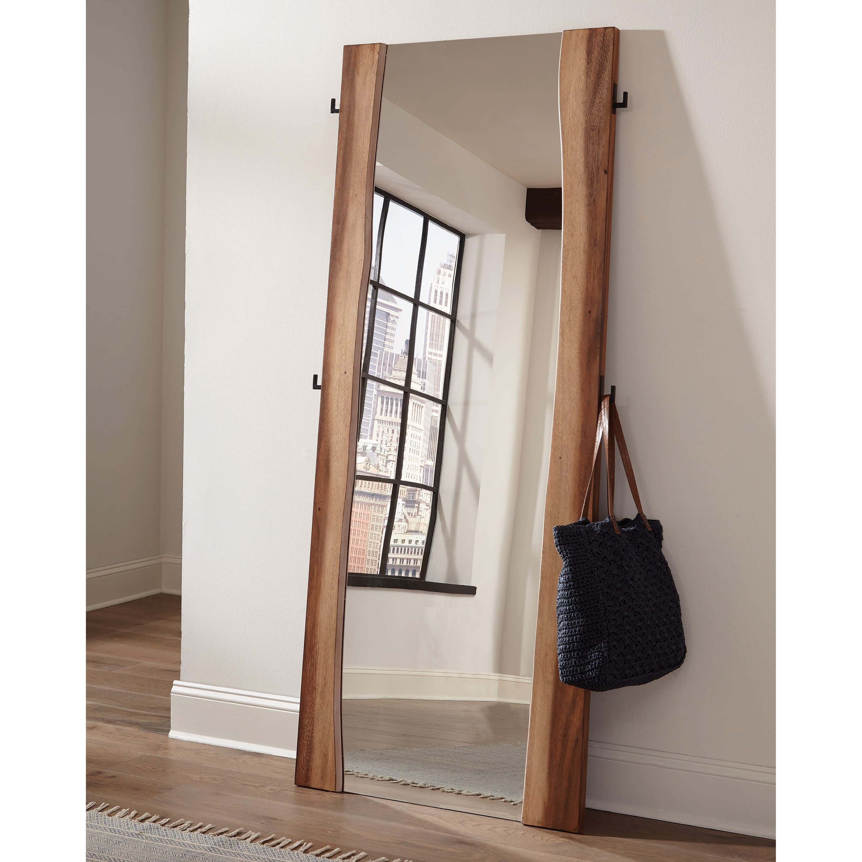 Coaster Winslow 223256 Rustic Full Length Standing Mirror with Coat Hooks Arwood s Furniture Floor Mirrors